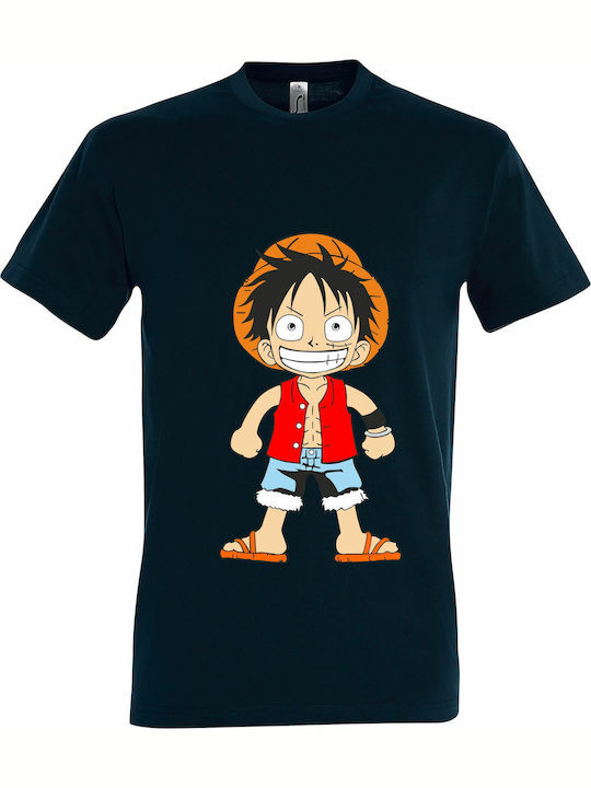 Унисекс T-shirt Лъфи Едно парче Петролен Син