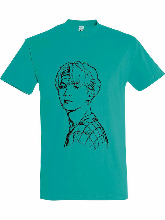 Унисекс T-shirt "Bts Kim Kpop" Карибско Синьо