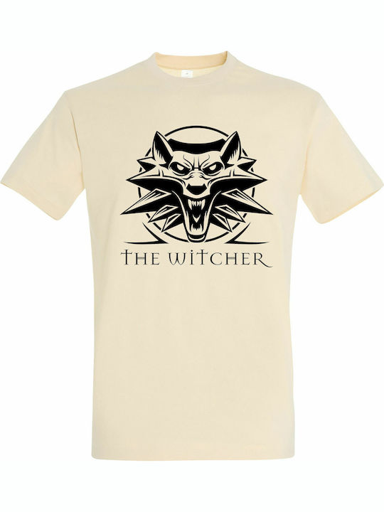 T-shirt Unisex " Witcher Wolf Logo " Cream