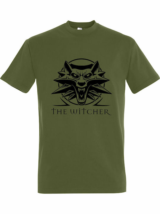 T-shirt Unisex " Witcher Wolf Logo " Light Army