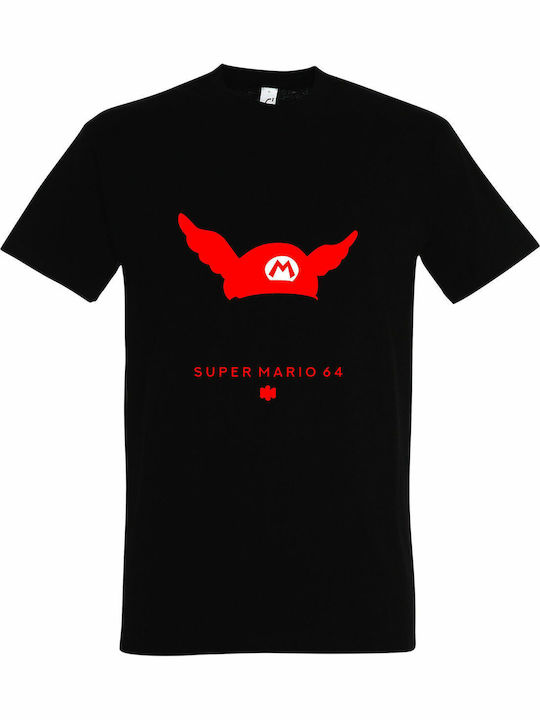 Унисекс T-shirt Супер Марио 64 Винтидж Черно