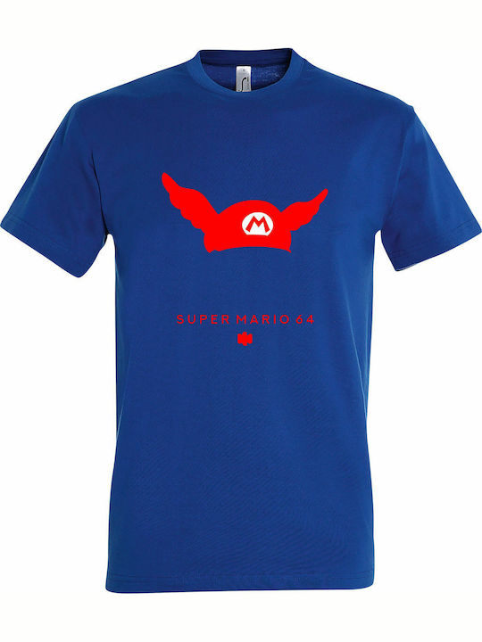 Унисекс T-shirt "Super Mario 64 Vintage" Син Цвят
