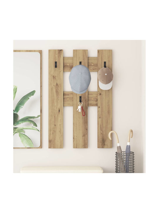 vidaXL Wooden Wall Hanger Brown 65x3cm 1pc