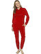 Snc Women's Christmas Velvet Pyjama Hood Pocket Red