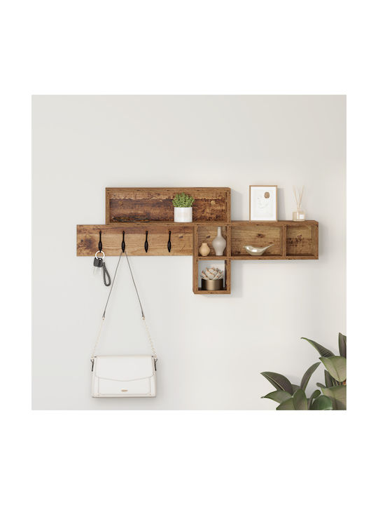 vidaXL Wooden Wall Hanger Brown 100x43.5cm 1pc
