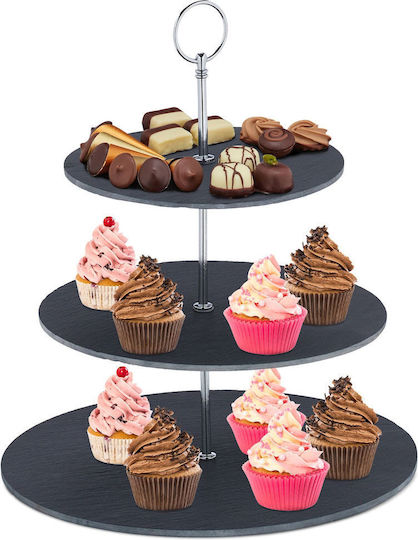 Relaxdays Etagere 3 Etagen Schwarz Ø33xH30cm W20xL25xH30cm 1Stück Relaxdays Etagere 3 Etagen Schwarz Ø33xH30cm W20xL25xH30cm 1Stück