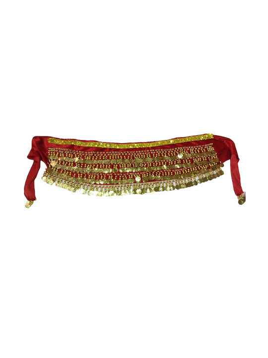 Oriental Tanzbekleidung Rote Samtgürtel Mit 4 Reihen Goldene Flügel Pailletten