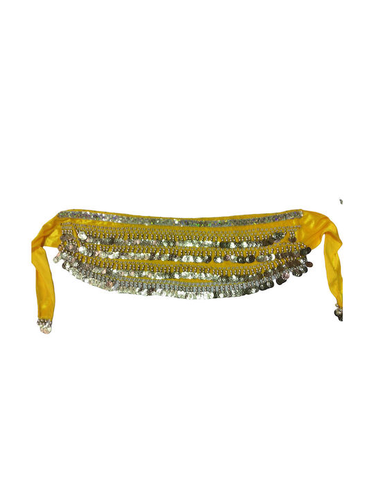 Velvet Belt Oriental Yellow 4 Rows Silver Coins Band
