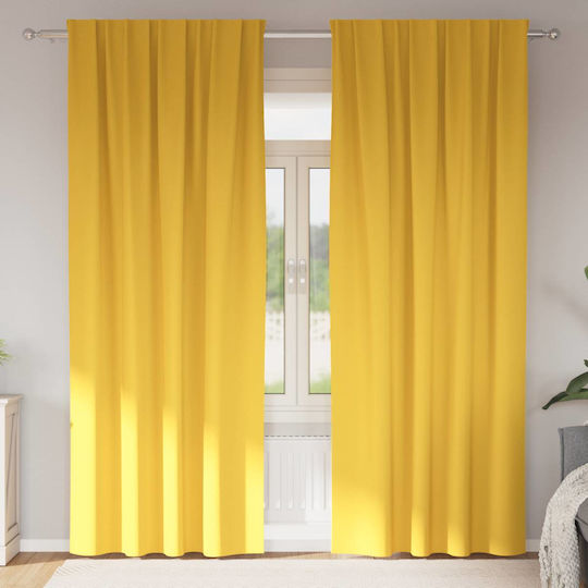vidaXL Set Perdele Cu Coafură Galbene 140x225 cm