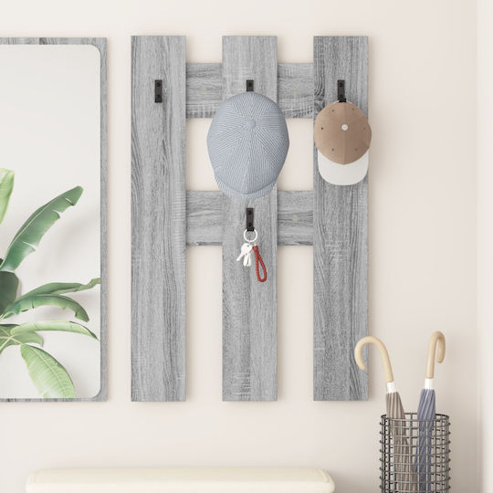 vidaXL Wall Hanger Wooden Gray 65x3cm