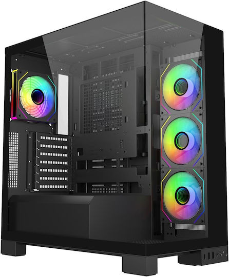 FSP/Fortron M540 Gaming Midi Tower Κουτί Υπολογιστή με Πλαϊνό Παράθυρο και RGB Φωτισμό Μαύρο