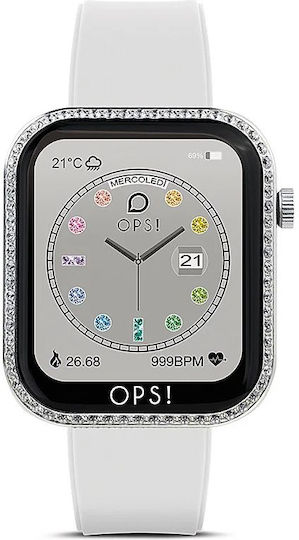 OPS! Objects Call Love Diamons Smartwatch with Heart Rate Monitor (White)