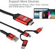 3 In 1 Mirascreen HDMI-Adapter Kabel 2m Type-C Micro USB Lightning Schwarz