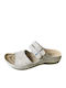 Leder Flache Sandalen für Damen Anatomisch in Beige Farbe