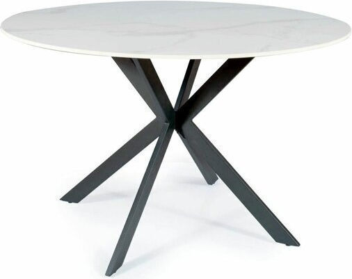 Detroit 256 Round Table Dining Room with Marble Surface White, Black 76x76cm