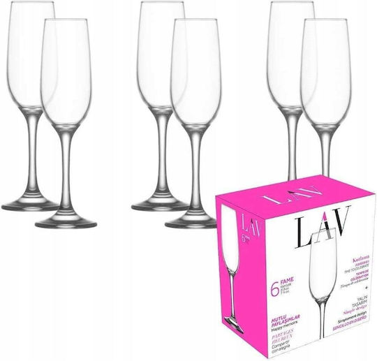 Gurallar Set of Glasses Champagne made of Glass Stemmed 215ml 6pcs
