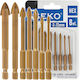 Geko Set of 8 Drills Carbide with Hexagonal Shank for Glass και Tiles