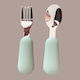 Baby Set with Fork made of Silicone in Case Green 2pcs