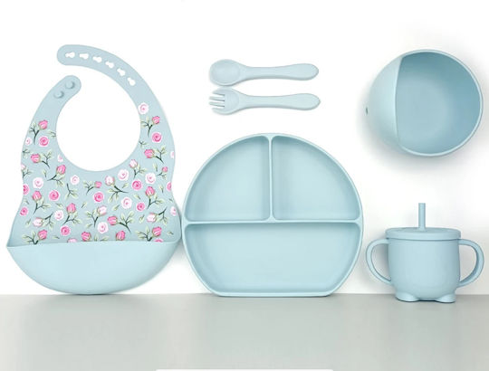 Feeding Set made of Plastic Light Blue 6pcs