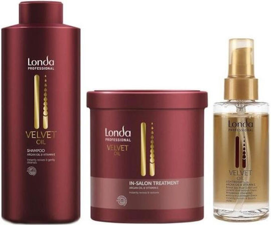 Londa Professional Londa Velvet Oil Seturi Pentru Par Tratamente Pentru Păr Deteriorat Cu Șampon Mască Și Ulei 3 Bucăți