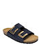 Leather Women's Flat Sandals Anatomic in Blue Color