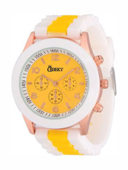 Cheeky Men's Watch Battery with Yellow Rubber Strap