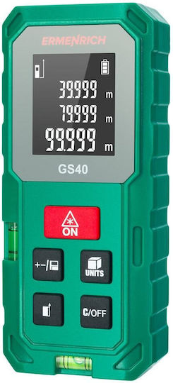 Ermenrich Reel Gs40 Laser Distance Meter 3-line Display Up To 40 Meters Measuring Range Horizontal Bubble Level Green