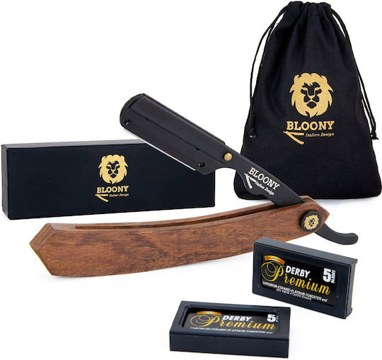 Bloony Rasierer Klingen Holzgriff Männer Set 10 Klingen Derby Premium Waschbeutel Pflege-Set Bart Anfänger Fortgeschrittene Nutzer