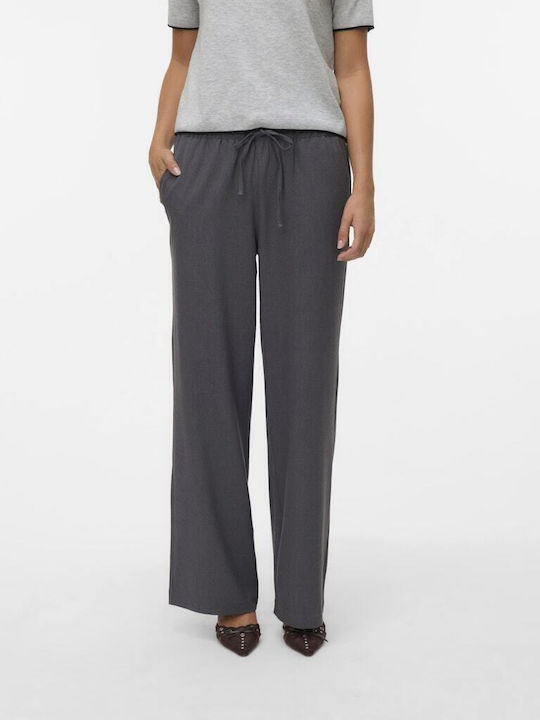 Vero Moda Milly Γυναικείο Υφασμάτινο Παντελόνι Wide Dark Grey Melange Vero Moda Milly Γυναικείο Υφασμάτινο Παντελόνι Wide Dark Grey Melange