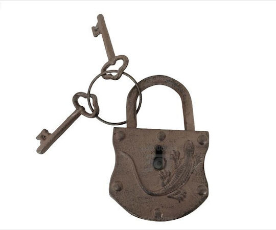 Estheti Decorațiune Tradițională Lacăt Chei Din Fontă Antic Finisaj 10x3x15cm 2 Bucăți 819-00744