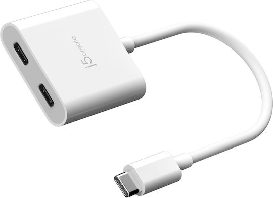 J5create Converter USB-C male to USB-C 2x female White 1pcs JCA164