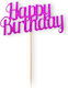 Cake Topper Хартиен Блестящ Фуксия Happy Birthday