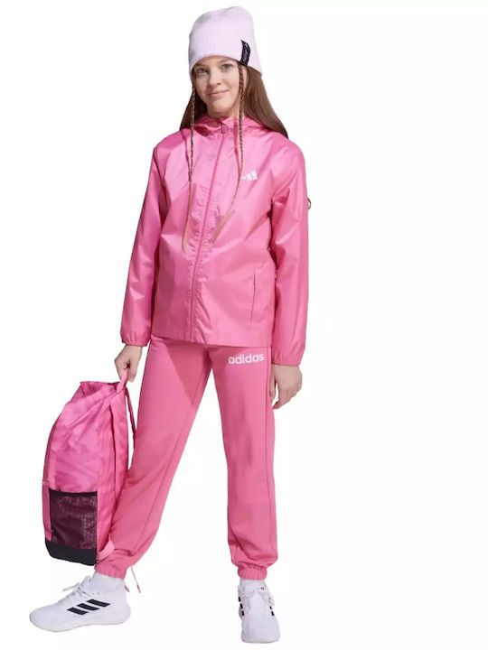 Waterproof Kids' Sports Jacket Windproof with Hood Pink