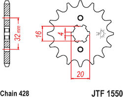 Предно Зъбно Колело 1550.14 Yamaha Crypton 115 Z X 14з Rcb Racing Boy 1263 416 417 418 425