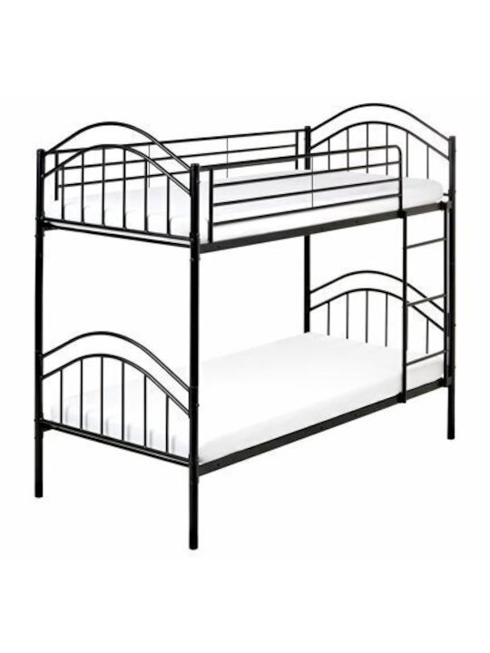 Kids Bed Bunk Single Black for Mattress 90x200cm