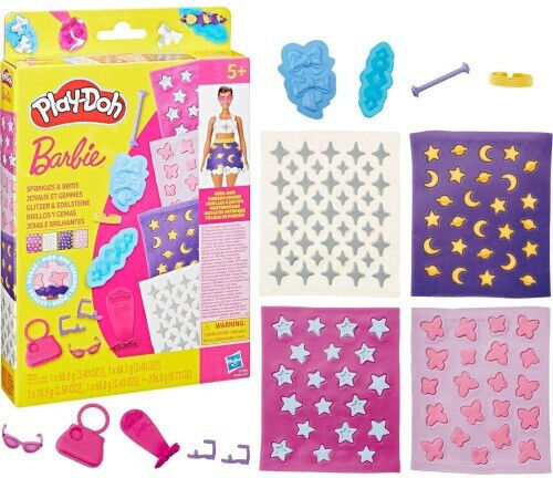 Hasbro Play-Doh Barbie Комплект Дизайнерски Модели Блясък и Скъпоценни Камъни
