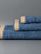 White Fabric Bath Towel Cotton 70x140cm Blue Weight 600gr/m²