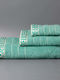 White Fabric Bath Towel Cotton 70x140cm Petrol / Green Weight 600gr/m²