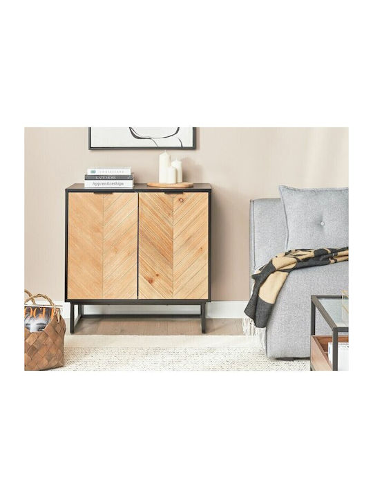 Sideboard Berwyn 542 made of Wood & Metal Light Wood Color, Black 80x40x80cm