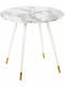 Berwyn 1471 Round Table Dining Room with Glass Surface White Marble, White 75x75cm