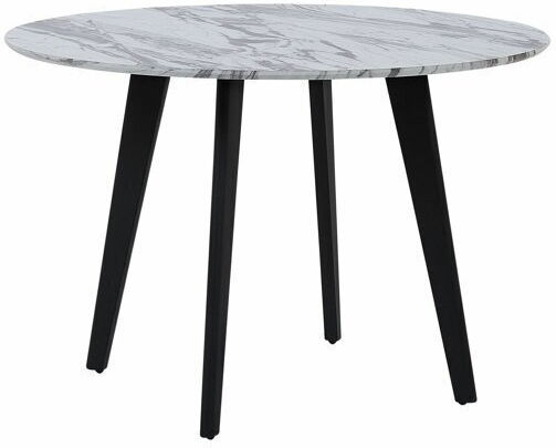 Berwyn 1182 Round Table Dining Room with Glass Surface White Marble, Black 75x75cm