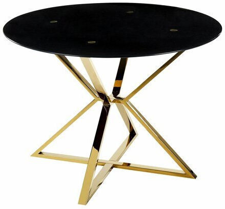 Berwyn 2173 Round Table Dining Room with Glass Surface Gold, Black 75x75cm