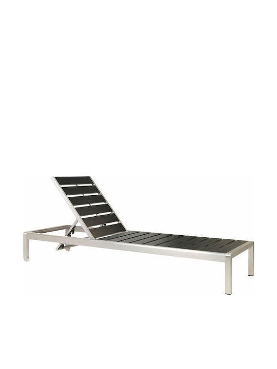 Deckchair Metallic with Cushion Black 64x29cm.