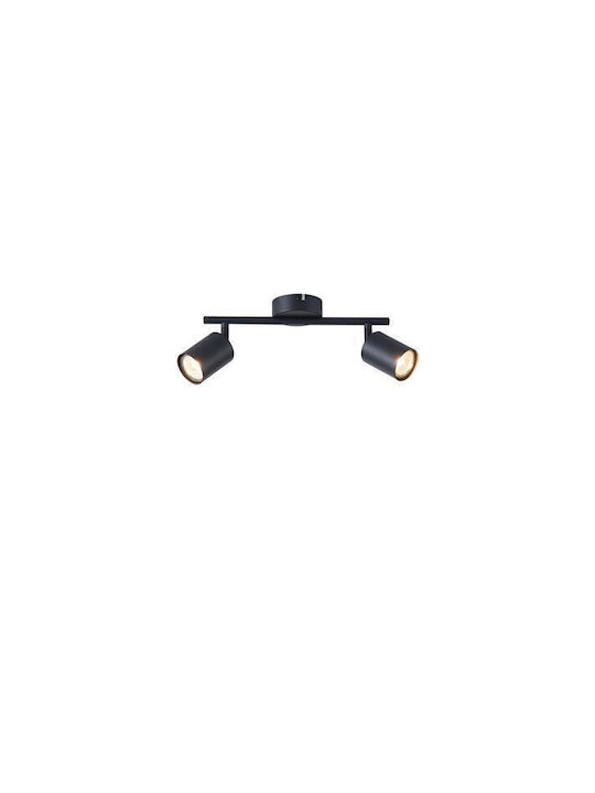Eurolamp Double Spot with Socket GU10 in Black Color