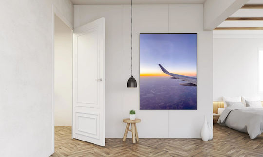 Painting Airplane Wing Over Sunrise Horizon Wing Airplane Over Sunrise Horizon 50x80