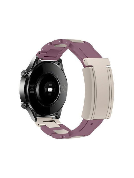 Wearable Strap Rubber Stainless Steel Magnetic Butterfly Clasp Garmin Vivoactive 5 Purple+Starlight