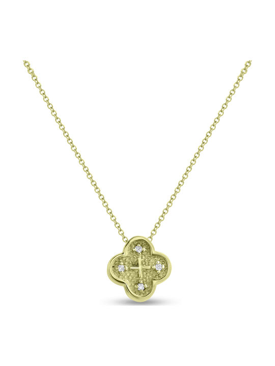 Ortaxidis Halskette Doppelter Amulett aus Gold 14K mit Diamant