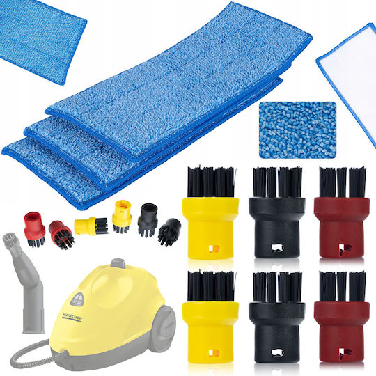 3 Mop Refills + Set 6 Round Brushes Kärcher Steam Cleaner