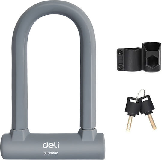 Deli Bicycle Pedal Lock with Key Gray