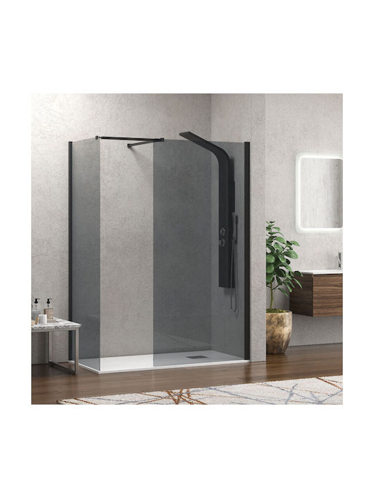 Karag Walkin 2 Фиксирана страна Душ 100x200см Дим Черно